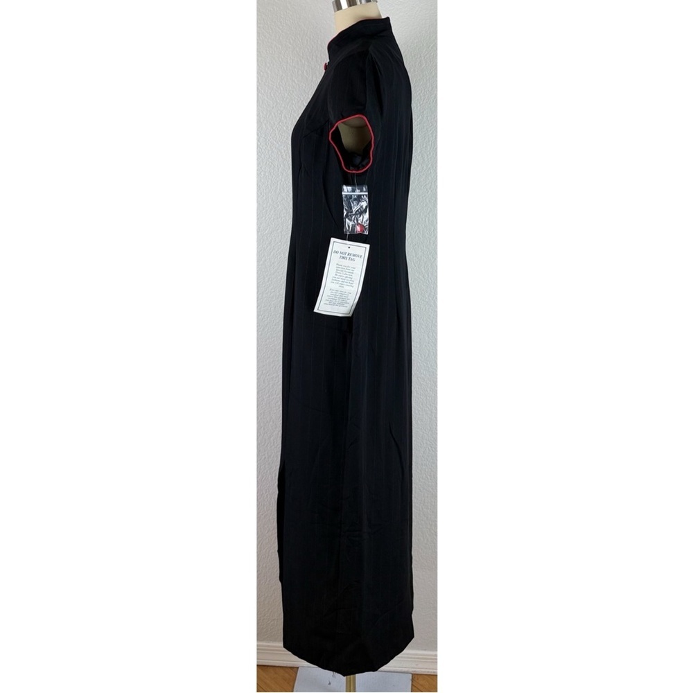 S.L. Fashions NWT Black Maxi Dress with Red Strips & Buttons Zip Back size 10 - Picture 4 of 14